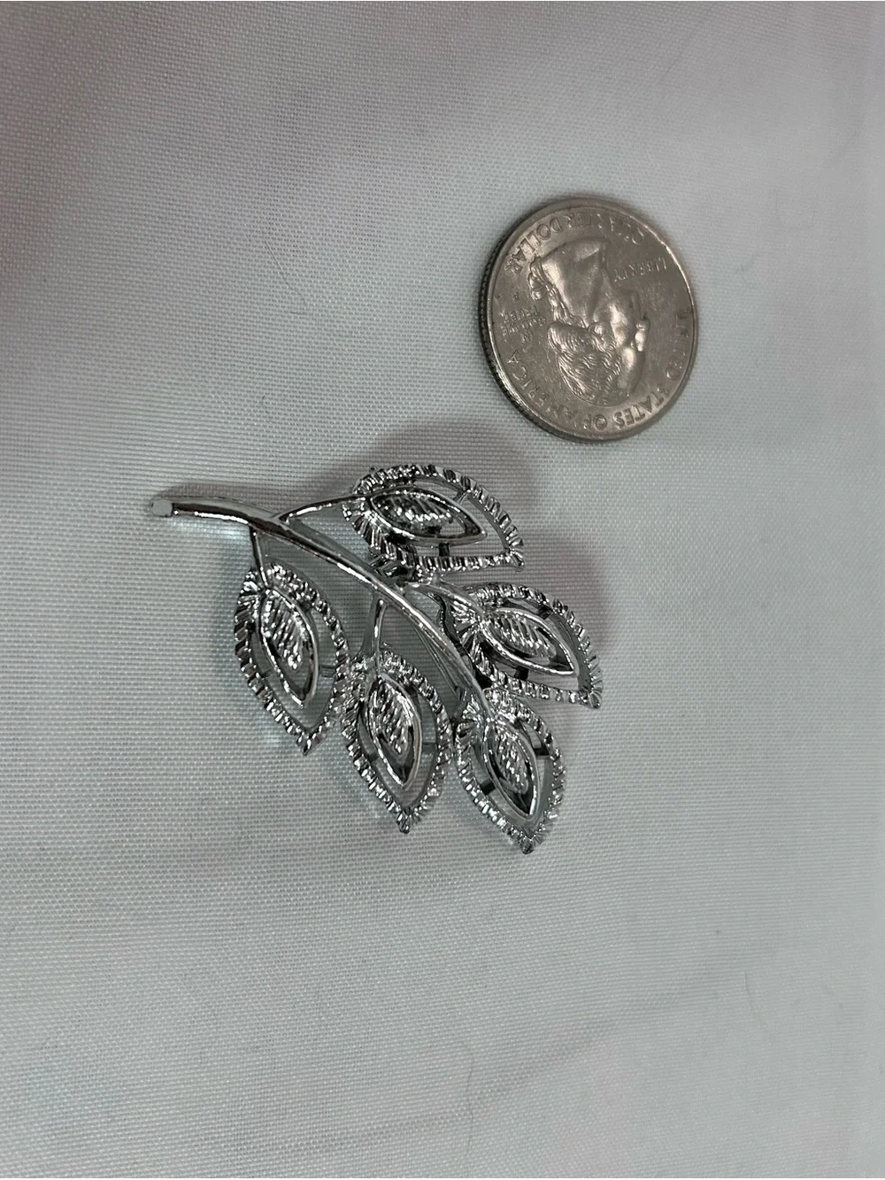 Silver Leaf Branch Brooch - Elegant Women's Jewelry